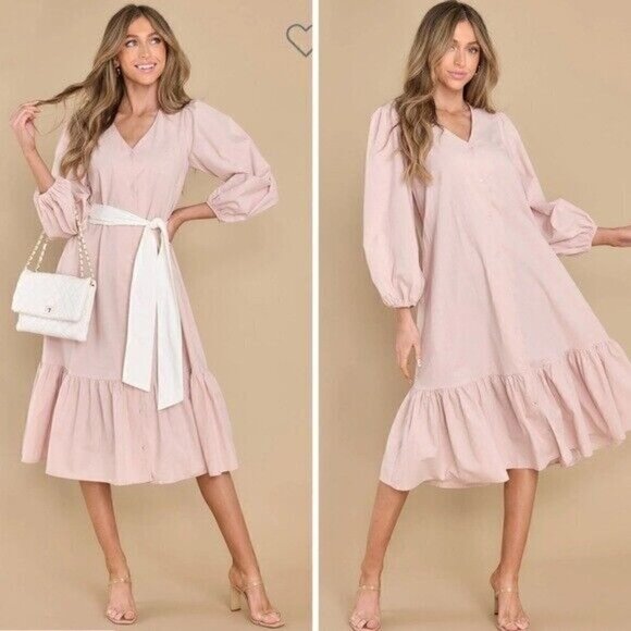 Aura Friend Zone Taupe Midi Dress Tan Women’s Size XS - Picture 9 of 9